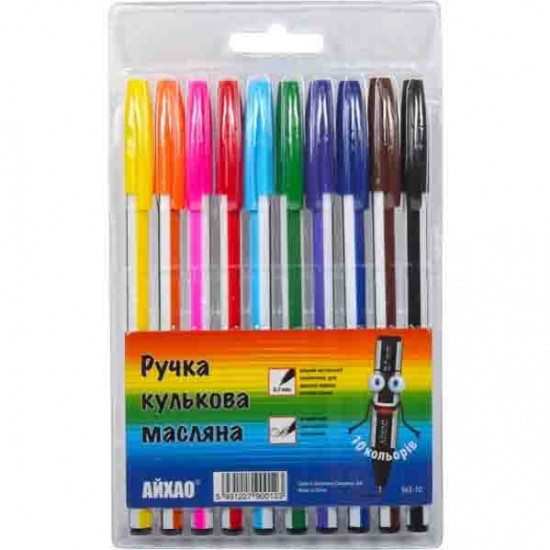 РУЧКА МАСЛЯНАЯ НАБОР 10 ЦВ. 563 AIHAO РУЧКА МАСЛЯНАЯ НАБОР 10 ЦВ. 563 AIHAO