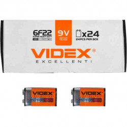 БАТАРЕЙКА VIDEX СОЛЕВАЯ 6F22 (КРОНА)